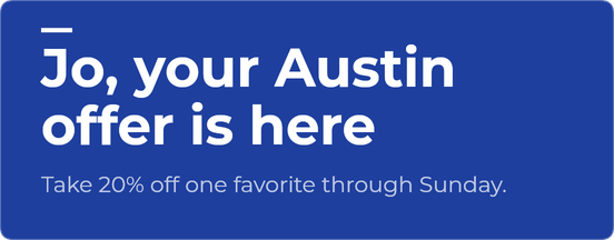 Personalized email banner showing a brand-font headline and supporting line