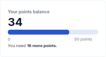 Progress bar rendered by DynaMail showing 34 toward a target of 50